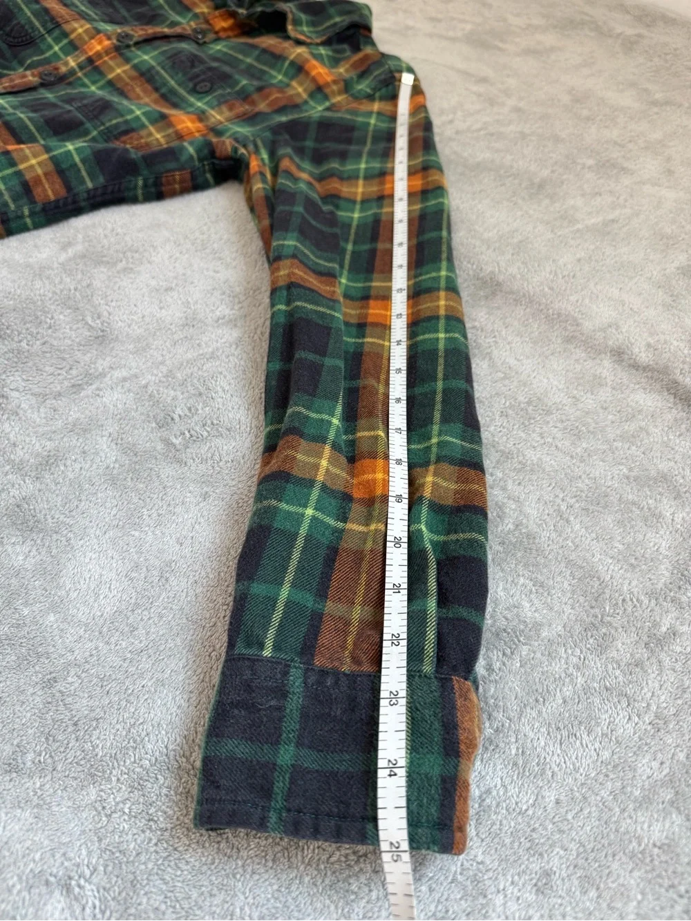 J.Crew Mid-Weight Flannel Plaid Shirt Men’s M Slim Fit Green Orange Cotton